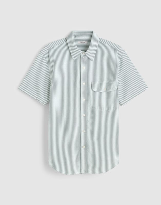 Short-Sleeve Single-Pocket Shirt in Allday Oxford STRIPE