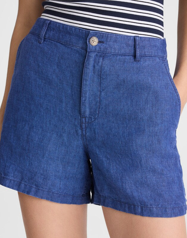 The Zoe Short in 100% Linen INDIGO CHAMBRAY