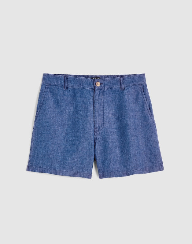The Zoe Short in 100% Linen INDIGO CHAMBRAY
