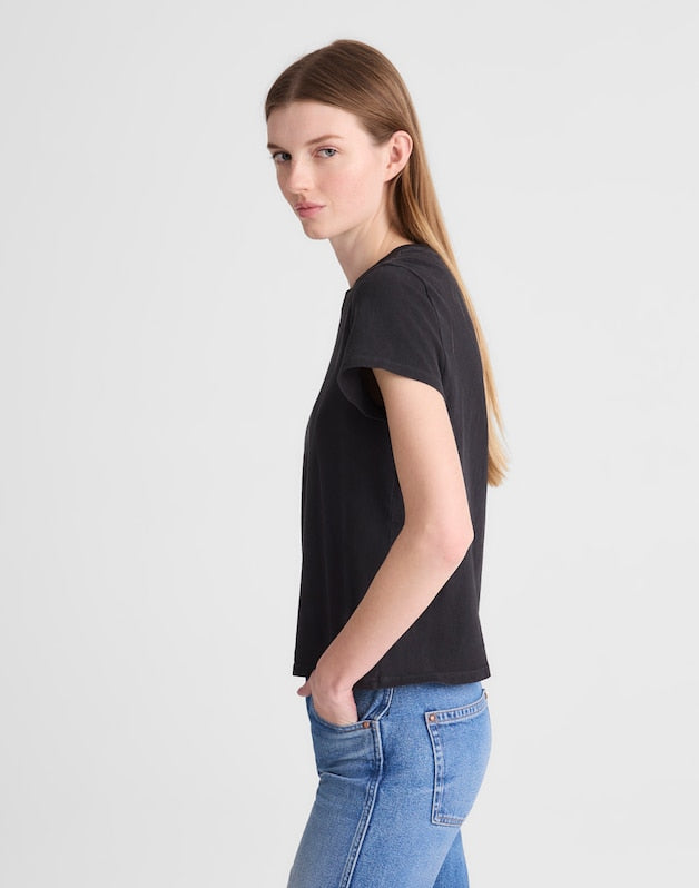 The Relaxed Tee in Vintage Jersey BLACK CHARCOAL