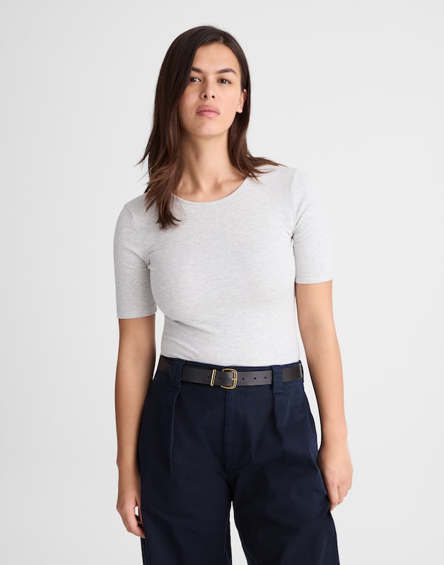 The 9-9 Tee in LuxeRib HTHR SLATE
