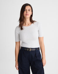 The 9-9 Tee in LuxeRib HTHR SLATE