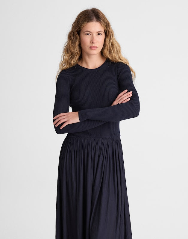 Ribbed Scoopneck Midi Dress CLASSIC NAVY