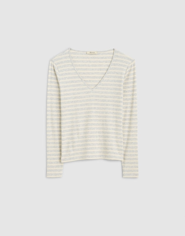 The 9-9 V-Neck Long-Sleeve Tee in LuxeRib HTHR SLATE