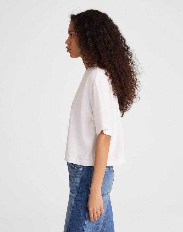 The Boxy Crop Tee in Allday Jersey WHITE