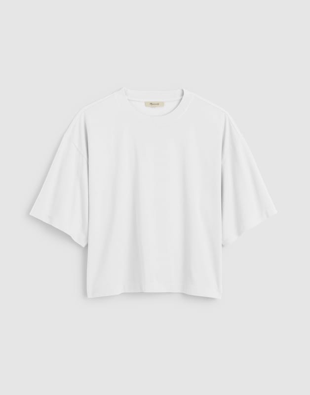 The Boxy Crop Tee in Allday Jersey WHITE