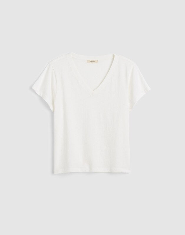 The Relaxed V-Neck Tee in Vintage Jersey WHITE