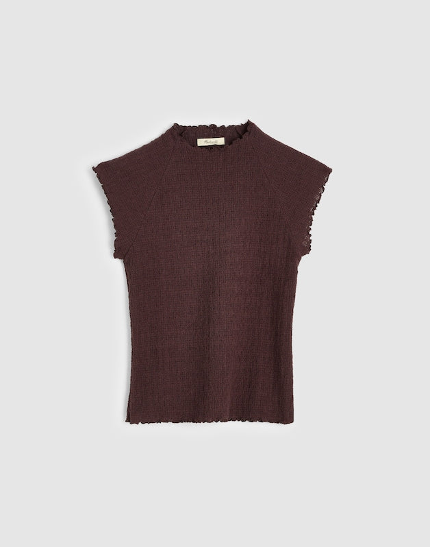 Smocked Mockneck Tank CHOCOLATE PLUM