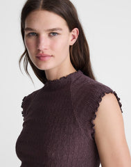 Smocked Mockneck Tank CHOCOLATE PLUM