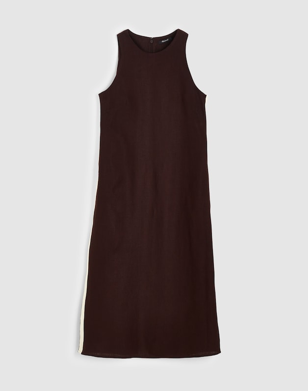 The Elena Midi Dress in 100% Linen COCOA