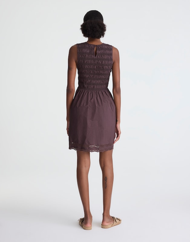 The Embroidered Melody Smocked Mini Dress CHOCOLATE PLUM