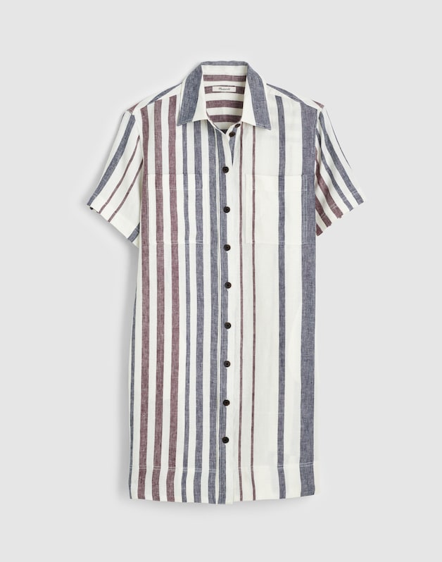 Relaxed Mini Shirtdress in 100% Linen WHITE