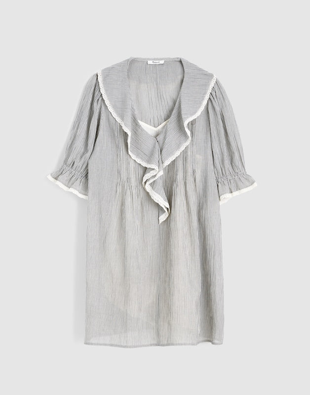 The Blaire Mini Dress BLACK AND IVORY MICRO STRIPE