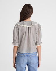 The Blaire Top BLACK AND IVORY MICRO STRIPE