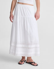 Pintucked Midi Skirt WHITE
