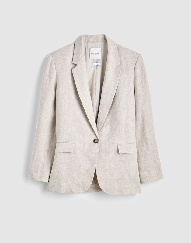 The Mercer Relaxed Blazer in 100% Linen OAT
