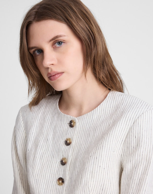 The Nolita Cutaway Blazer in 100% Linen LIGHTHOUSE