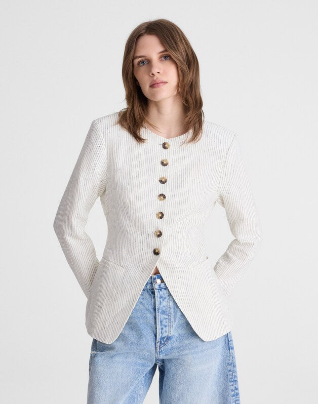 The Nolita Cutaway Blazer in 100% Linen LIGHTHOUSE