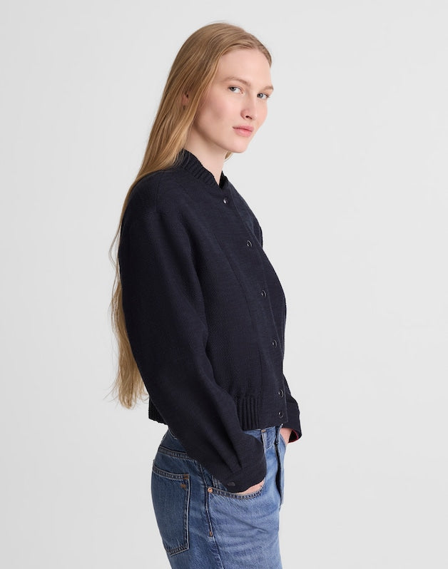 Bomber Jacket in Boucl&eacute; CLASSIC NAVY
