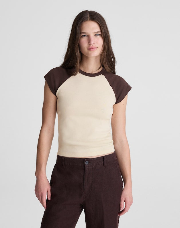 The '90s Crewneck Raglan Tee in Compact Cotton COLORBLOCK