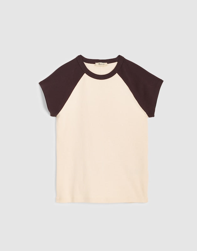 The '90s Crewneck Raglan Tee in Compact Cotton COLORBLOCK