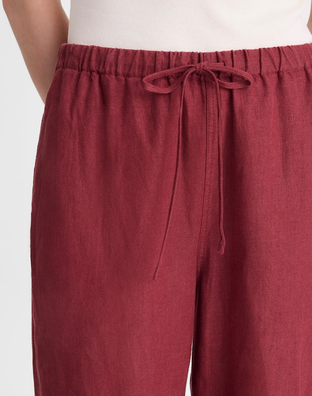 Pull-On Pants in 100% Linen DUSTY MERLOT