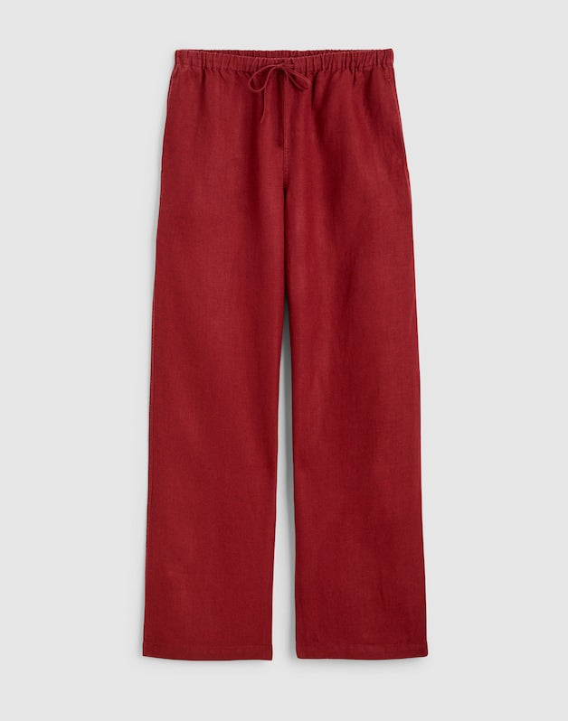 Pull-On Pants in 100% Linen DUSTY MERLOT