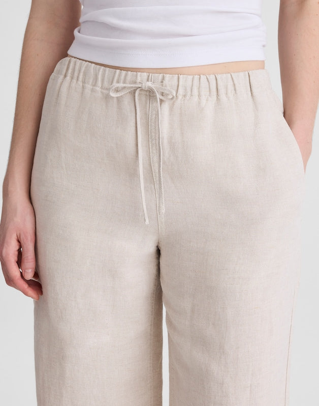 Short Pull-On Pants in 100% Linen OAT