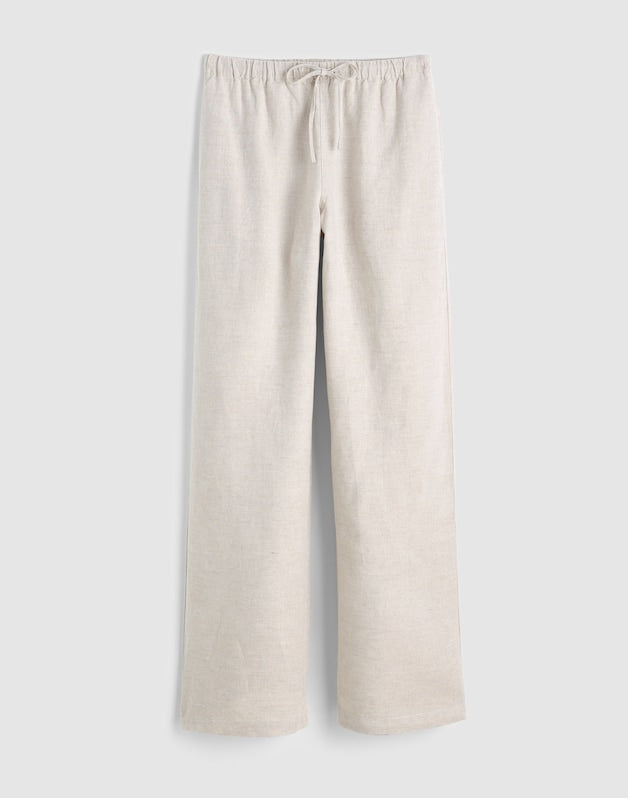 Short Pull-On Pants in 100% Linen OAT