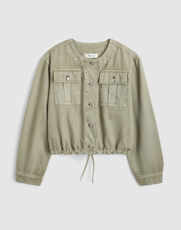 Drawstring Utility Jacket in Airy Denim SAGEBRUSH