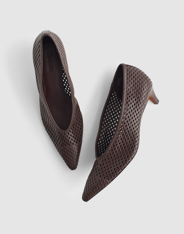 The Emilie Glove Pump in Perforated Leather ESPRESSO BEAN