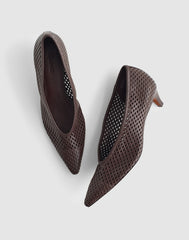 The Emilie Glove Pump in Perforated Leather ESPRESSO BEAN