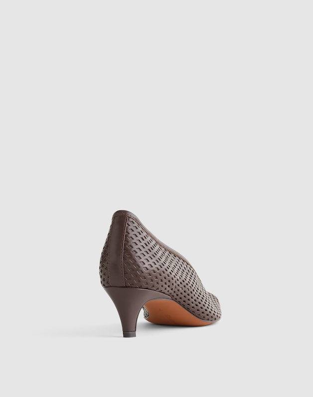 The Emilie Glove Pump in Perforated Leather ESPRESSO BEAN