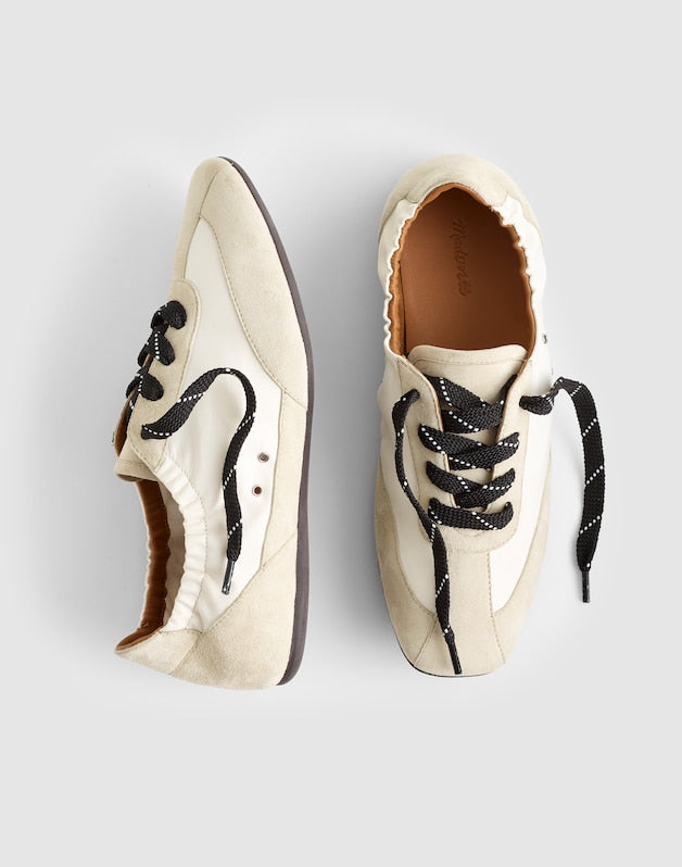The Greta Ballet Sneaker in Nylon &amp; Suede VINTAGE KHAKI MULTI
