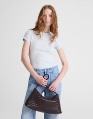 The Signature Woven Zip Top Shoulder Bag COFFEE BEAN