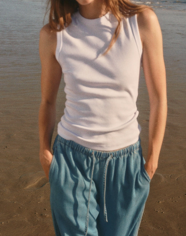 The '90s Shell Tank in Compact Cotton WHITE