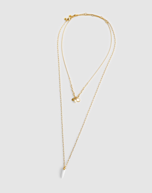 Mother-of-Pearl Horn Necklace Set ANTIQUE GOLD