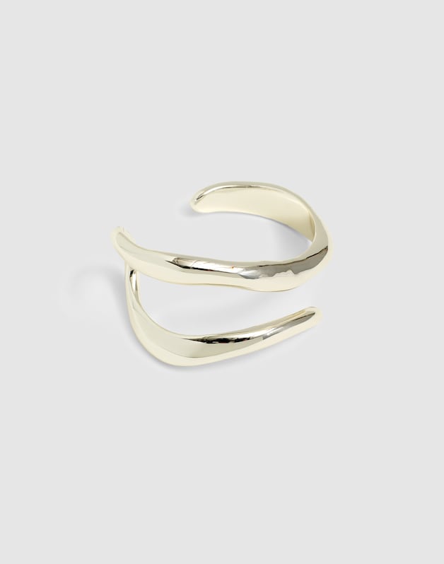 Sculptural Illusion Cuff Bracelet WARM SILVER