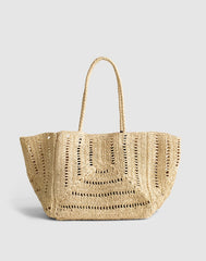 The Shopper Tote in Eyelet Raffia NATURAL