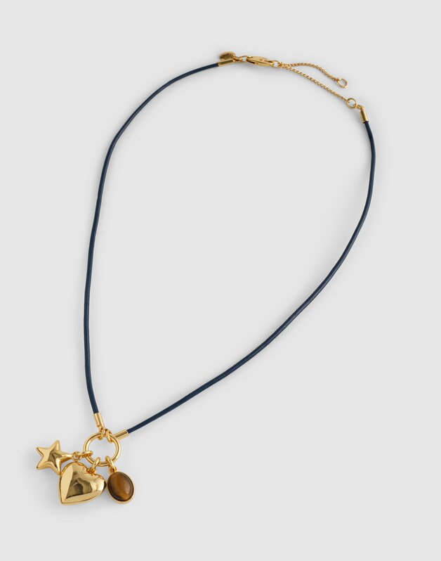 Heart Charm Cord Necklace ANTIQUE GOLD