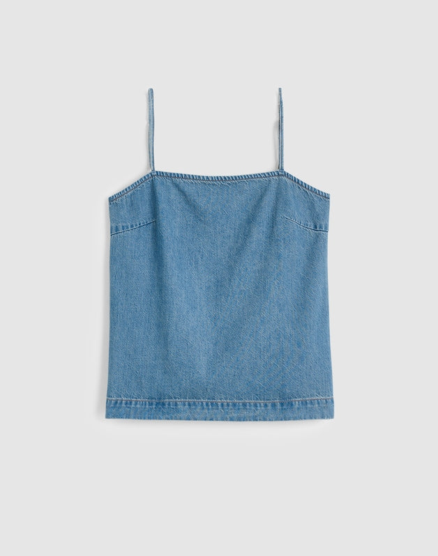 Airy Denim Squareneck Shell Top LIDO WASH