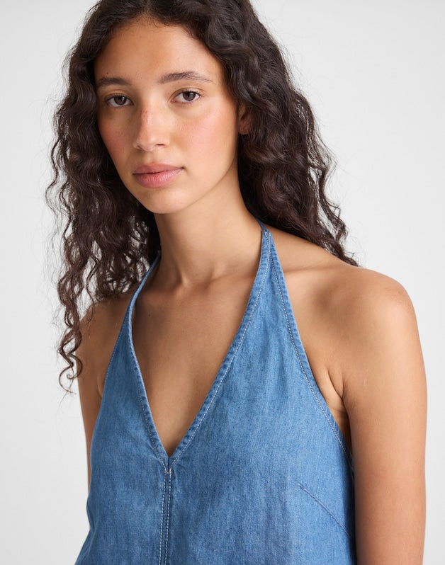 Denim Halter Shell Top SEASIDE WASH