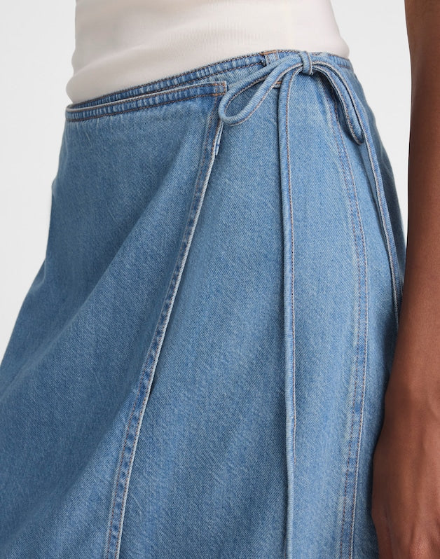 Airy Denim Wrap Mini Skirt LIDO WASH