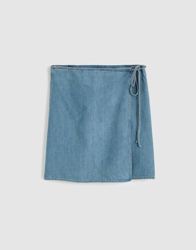 Airy Denim Wrap Mini Skirt LIDO WASH