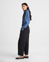 The Tall Barrel-Leg Pant in Drapey Twill TRUE BLACK