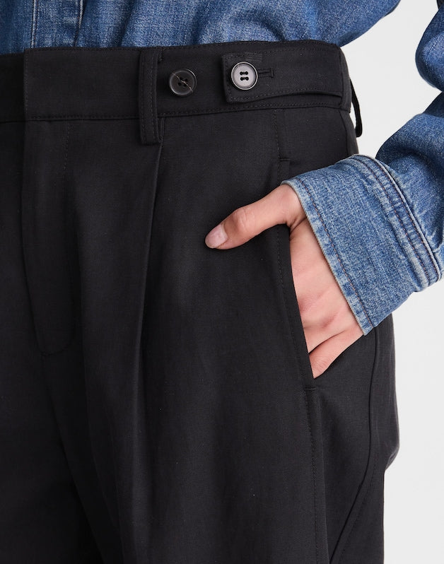 The Tall Barrel-Leg Pant in Drapey Twill TRUE BLACK