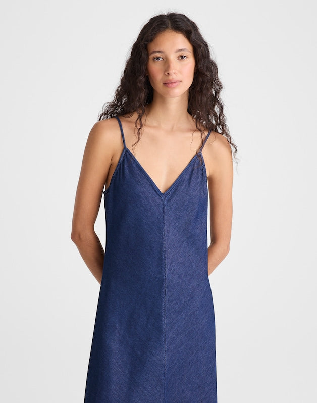 Airy Denim Maxi Slip Dress NOSTALGIC BLUE
