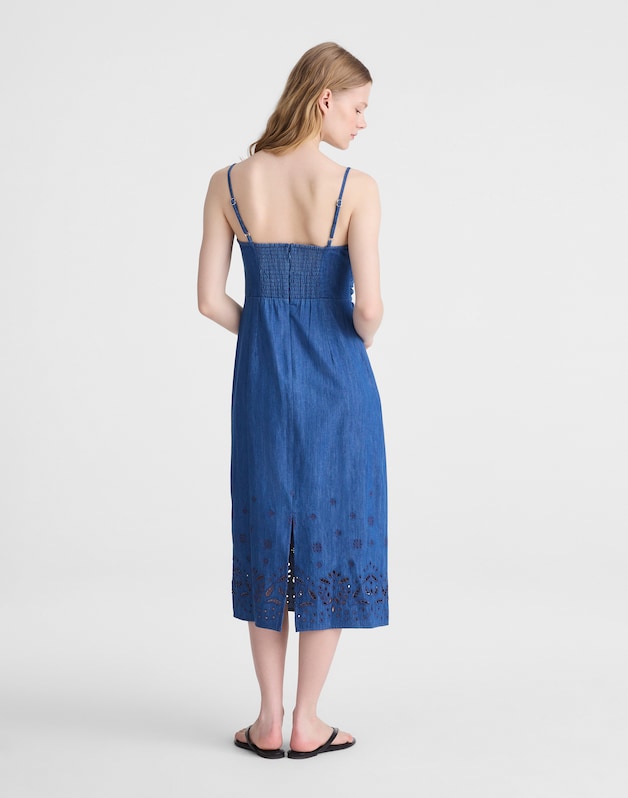 Denim Eyelet Midi Dress CLAIRMONT WASH