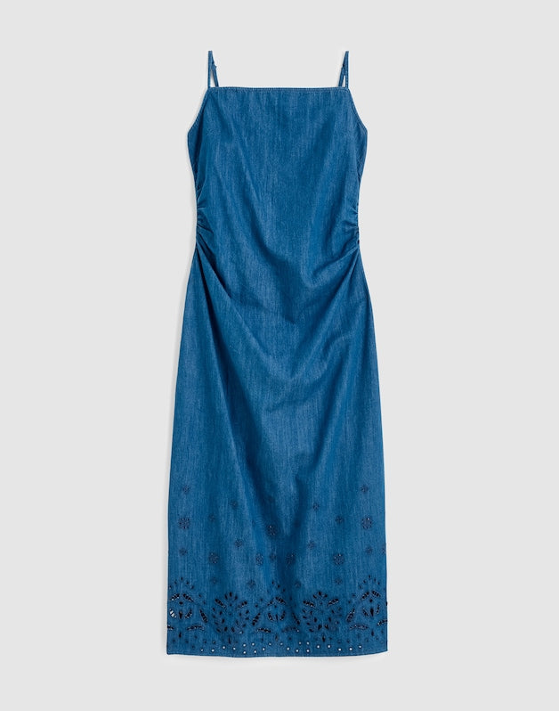 Denim Eyelet Midi Dress CLAIRMONT WASH