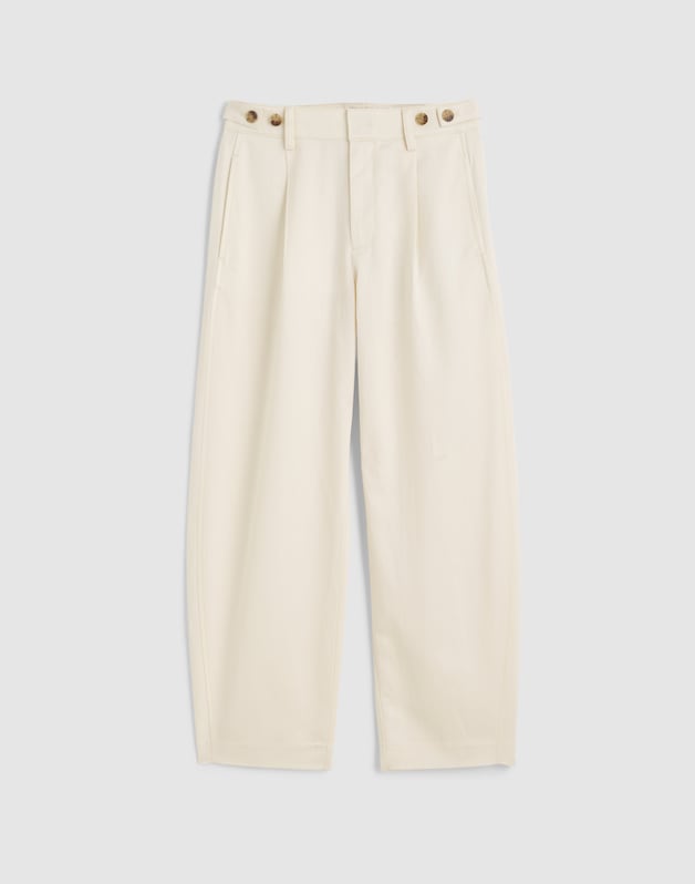 The Short Barrel-Leg Pant in Drapey Twill VINTAGE IVORY